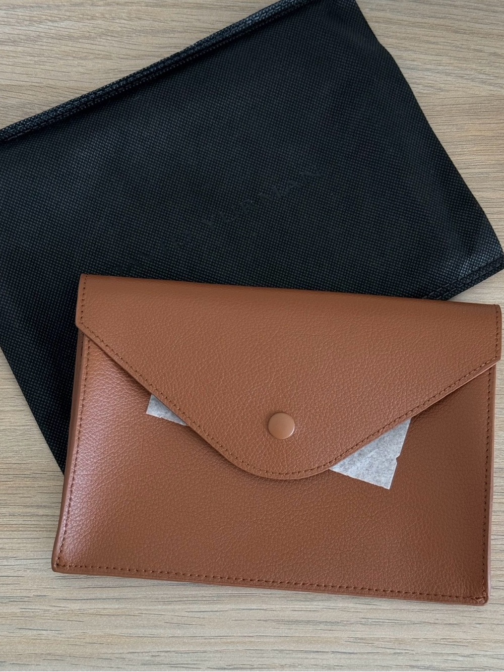 David Yurman Envelope Pebble Leather Pouch with Snap Closure Brown With Dust Bag